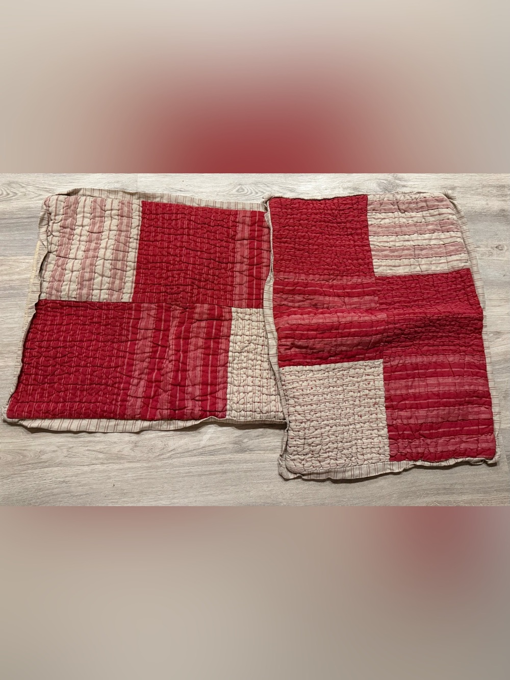 2 DanielCremieux Addison Barn Red Quilted Pick Stitched Standard Size Shams